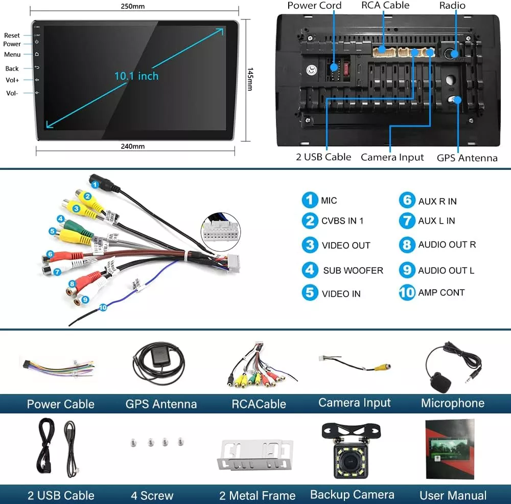 Dual Din 10.1-inch touchscreen Plug-and-Play Car Audio 7 Dual Din 10.1-inch touchscreen Plug-and-Play Car Audio 07