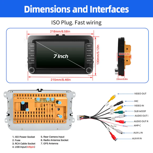 Android 15 IPS 7 inch Touch Screen for Volkswagen Golf5 6 Passat Polo 06