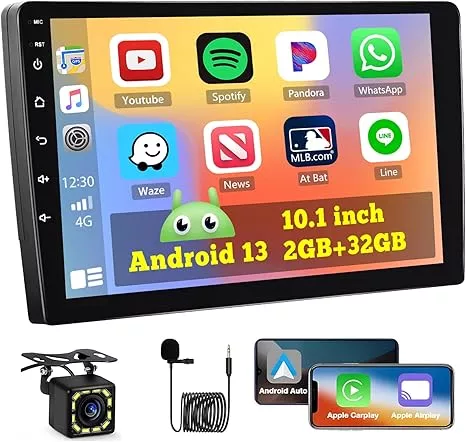 Android Car Stereo Double Din 10.1 Inch Touchscreen Wireless Carplay 01